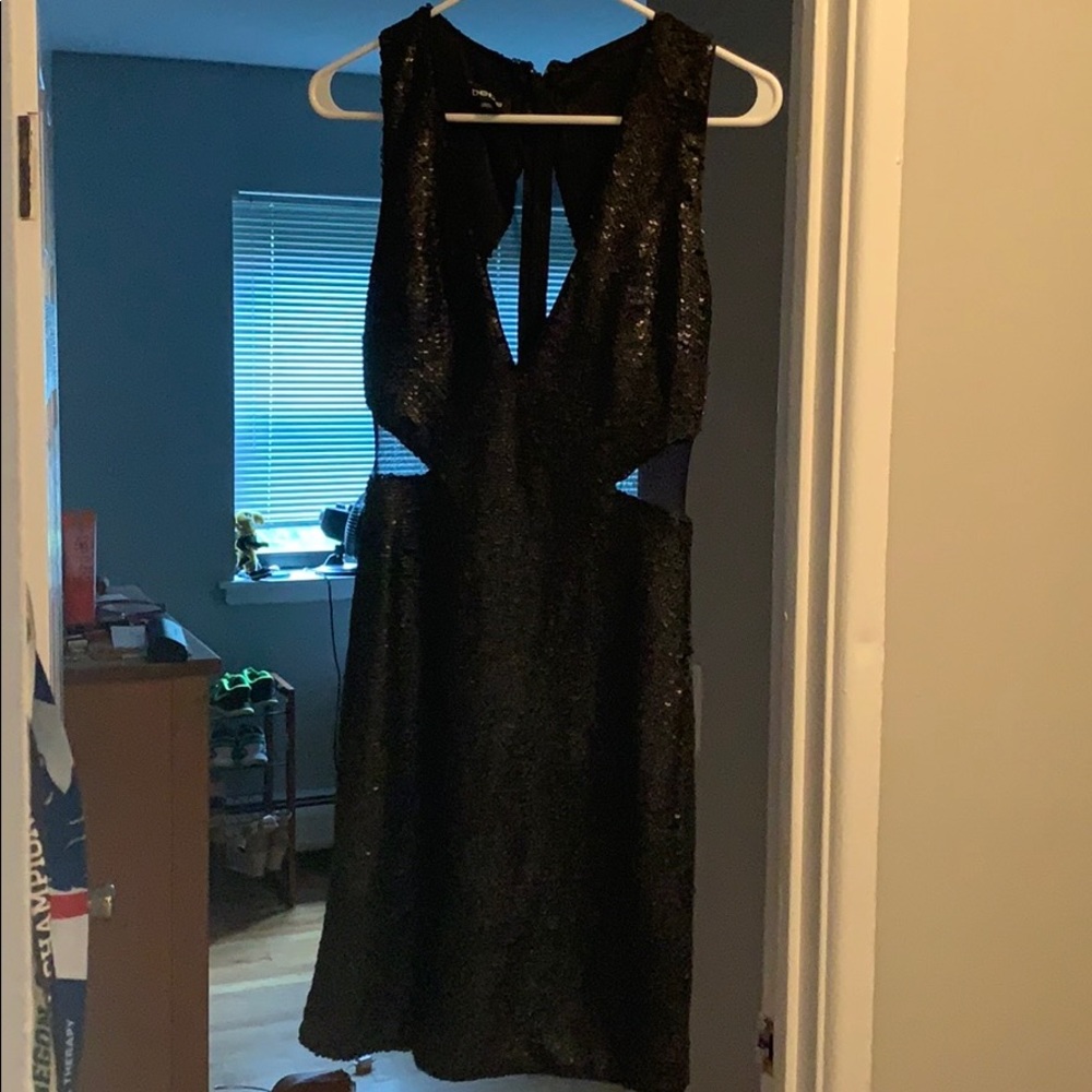 Midnight black sequin dress